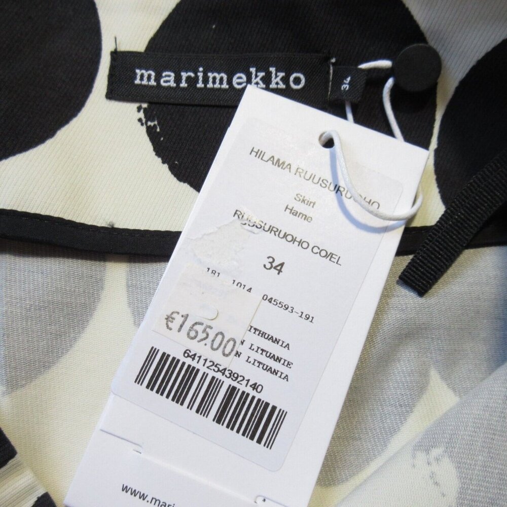 NWT marimekko Hilama in Ruusuruoho Black White Circle Dot Pleated Skirt 34 / 4 - Picture 3 of 7